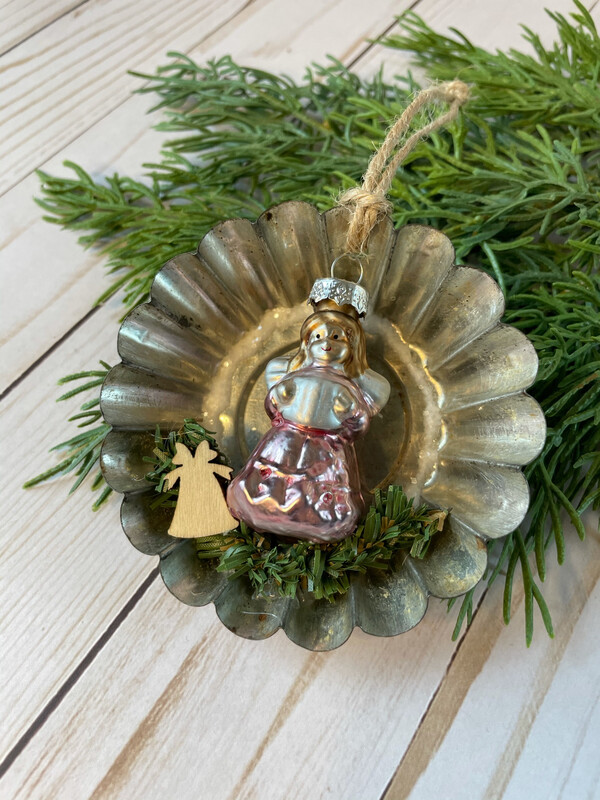 Vintage Angel Tart Tin Ornament