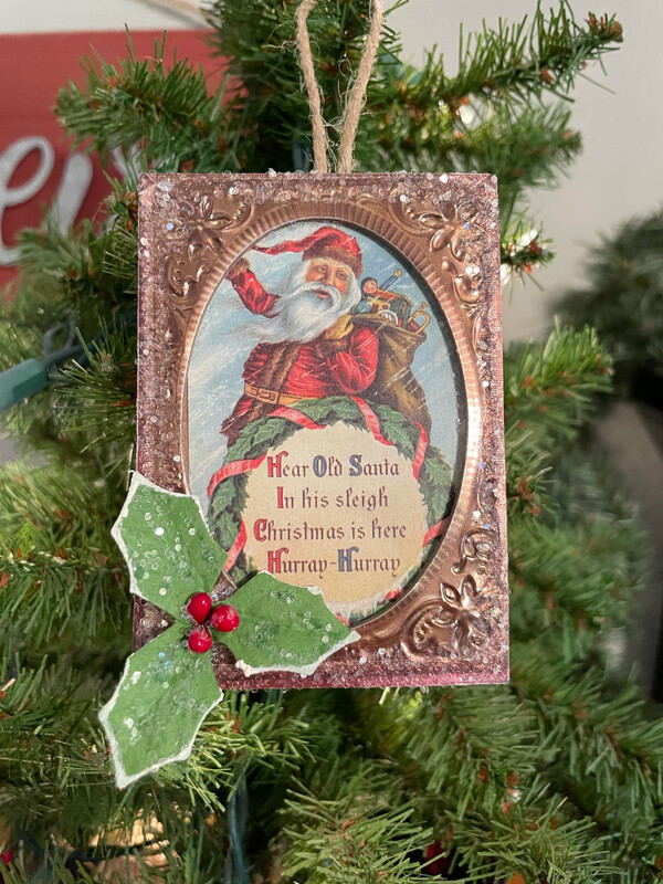 Vintage Santa Frame Ornament