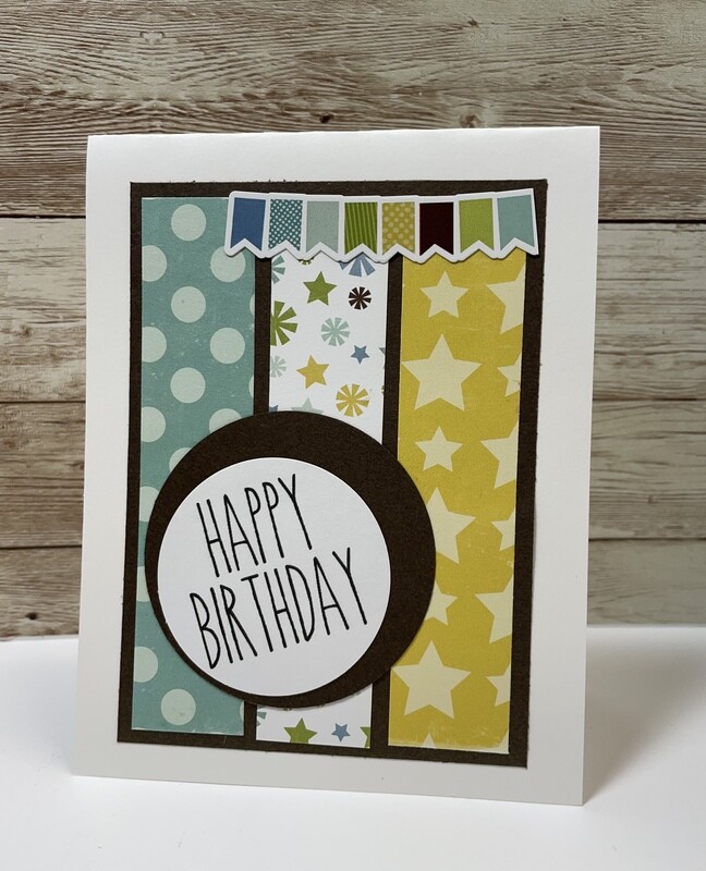 Happy Birthday Aqua Yellow Brown