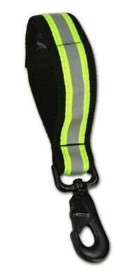 Premium Heavy-Duty Nylon Fire Glove Strap; Extra-Wide Webbing, Velcro, BLACK w/ Triple Trim Reflective & Forged Eye Hook– Black Hardware