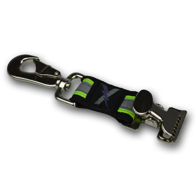 Premium Heavy-Duty Universal Glove Clip - Attaches to Cuff of Any Glove - BLACK w/ Triple Trim Reflective & Alligator Clip—Black Hardware