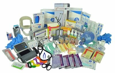 Premium ALS Fill Kit—Digital BP Cuff, Cardiology Stethoscope, Pulse Ox, Quick Clot, NPA’s, Israeli Bandage, Sutures, Thermometer + Full Trauma Kit