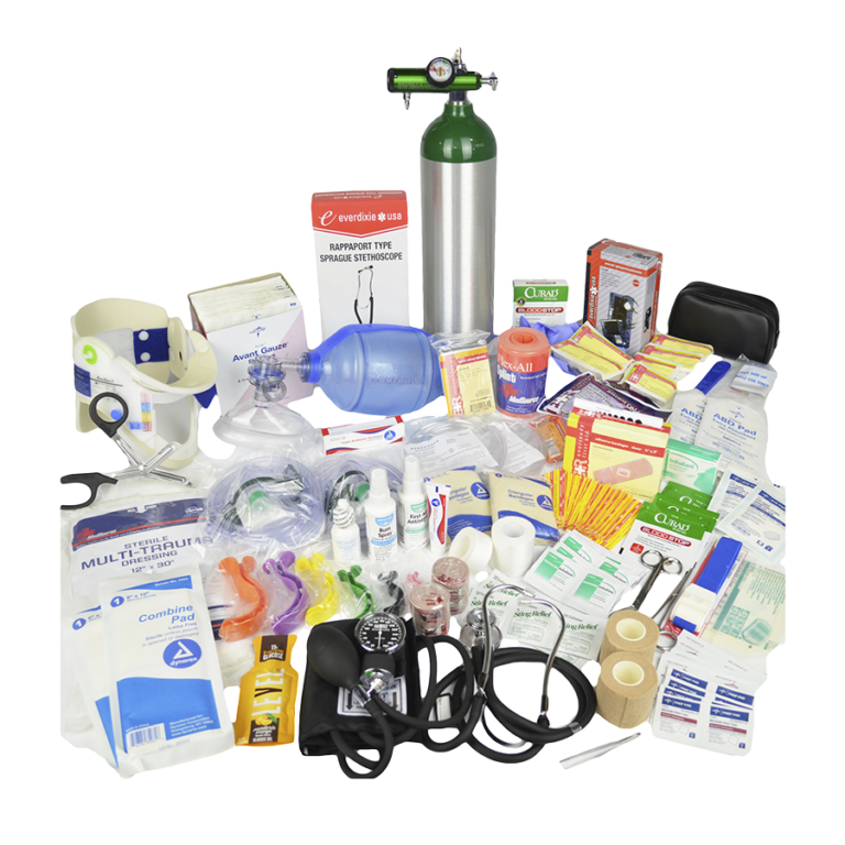 Advanced Trauma Kit—Deluxe Trauma Kit plus Aluminum “D” Oxygen Cylinder w/ Post Valve & Oxygen Regulator 0-15lpm