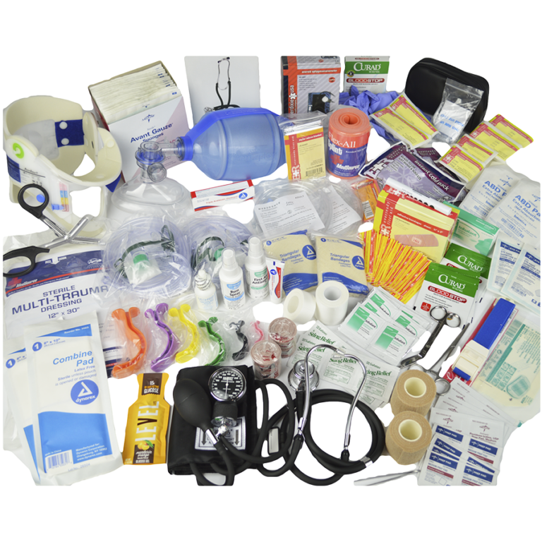 Deluxe Trauma Fill Kit—Standard Kit plus AMBU Bag, Splints, Trauma Dressings, C-Collar, Emergency Blanket, Tourniquet + More
