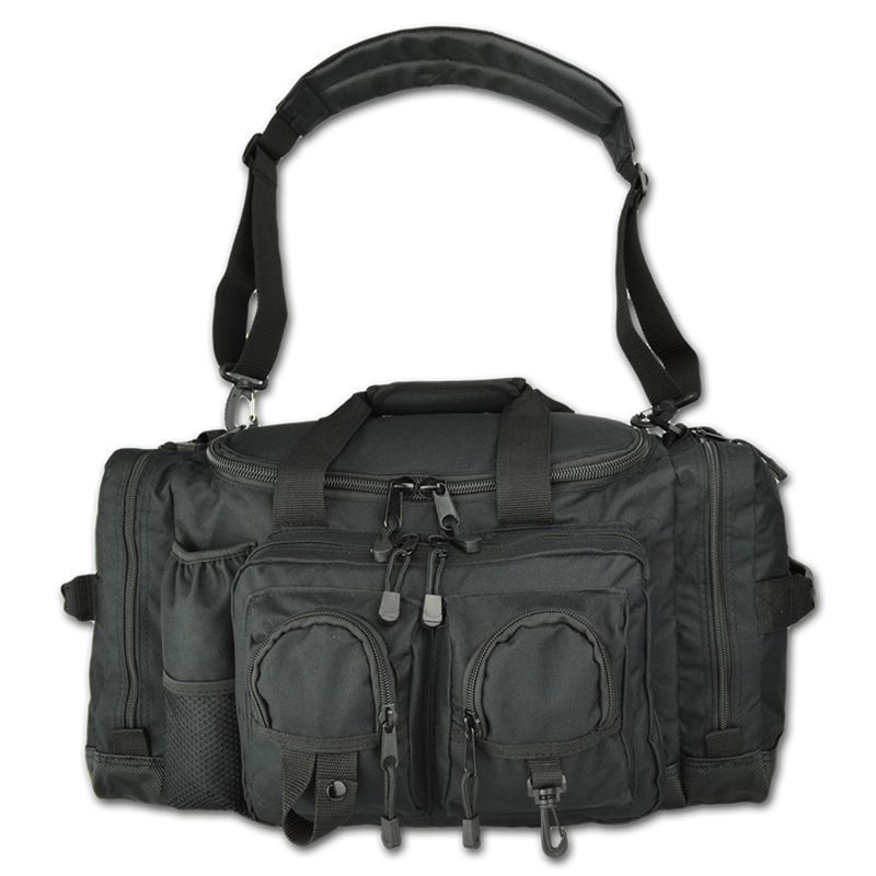 Premium Police Hybrid Duty/Range Bag w/ Removable Foam Dividers, Reinforced Bottom, Workspace Flap & Shoulder Strap—BLACK
