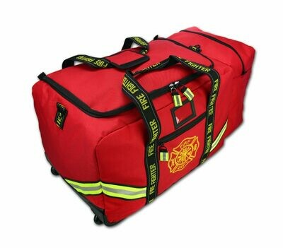 Value Rolling Firefighter Turnout Gear Bag w/ Helmet Compartment, Reinforced Stress Areas, Rollerblade Wheels & Triple Trim Reflective