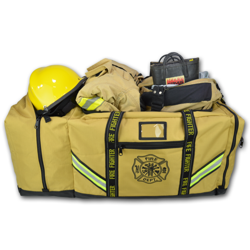 Xtreme 3XL Turnout Gear Bag w/ 900D Ripstop Nylon, Helmet Compartment, Reinforced Bottom, Triple Trim Reflective w/ Binding—TURNOUT TAN