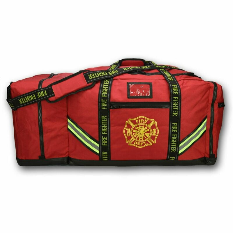 Premium 3XL Turnout Gear Bag w/ Helmet Compartment, Jumpsuit Pocket, Reinforced Bottom & Triple Trim Reflective + New Vislon Zipper