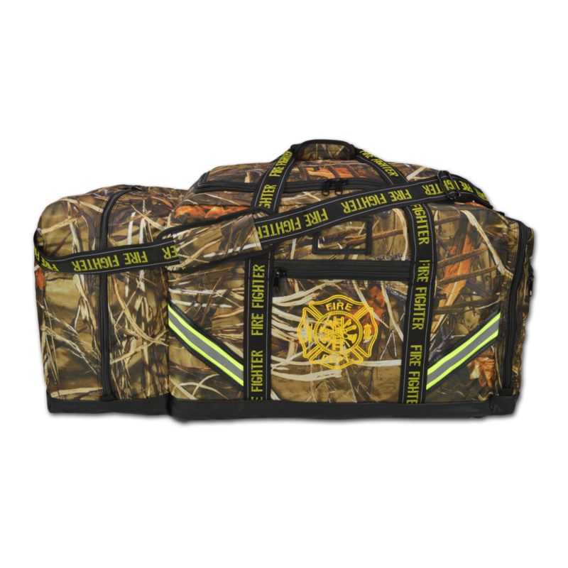 Premium 3XL Turnout Gear Bag w/ Helmet Compartment, Jumpsuit Compartment, Reinforced Bottom & Triple Trim Reflective—DEEP WOODS CAMO