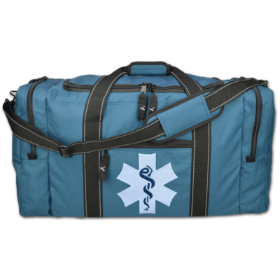 Value Rescue/EMS Gear Bag; Top Load w/ Side Pockets, Shoulder Strap & Star of Life Embroidery—NAVY BLUE