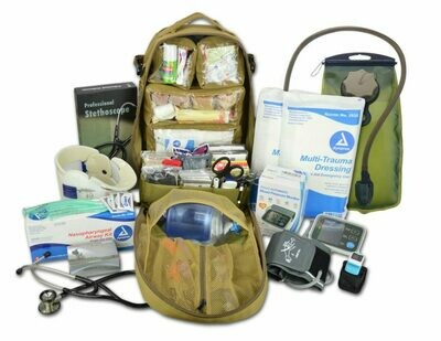 Tactical Modular MOLLE Backpack w/ Premium Fill Kit + Hydration Bladder—DESERT TAN
