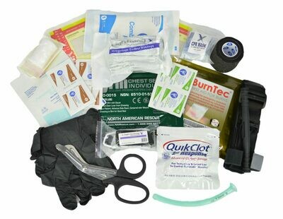 Premium Gunshot/Trauma Tactical IFAK Fill Kit w/ C.A.T. Tourniquet & QuikClot