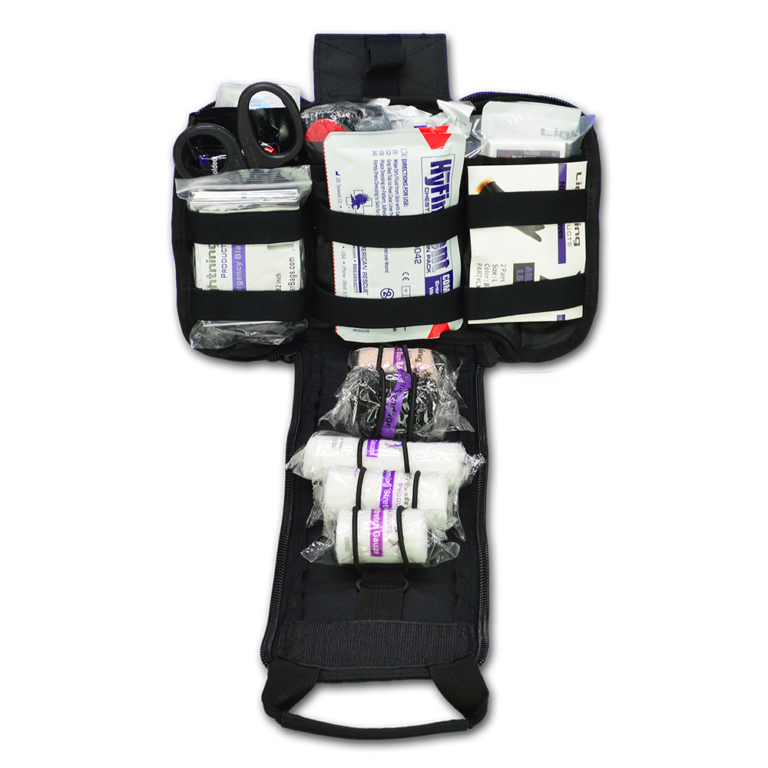 Laser Cut Premium MOLLE Pouch w/ Complete Gunshot & Trauma Fill Kit - BLACK