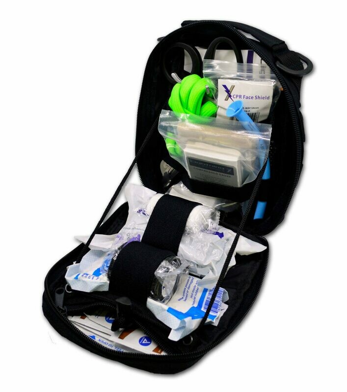 Deluxe Accessory MOLLE Pouch w/ Economy Gunshot/Trauma IFAK Fill Kit—BLACK