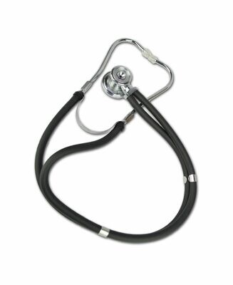Sprague Rappaport Style Stethoscope w/ Dual Bell and Spare Diaphram + Spare Parts Bag —BLACK