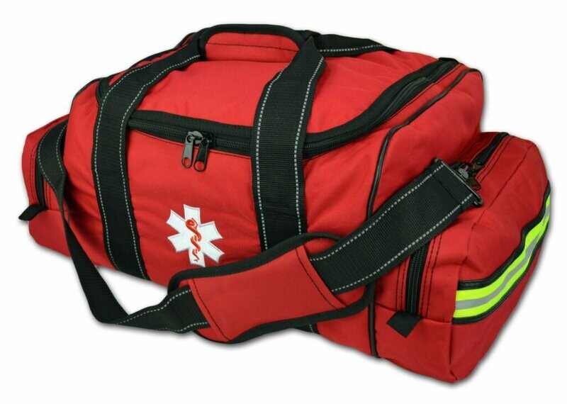 Large EMT First Responder Bag w/ Customizable Foam Dividers, Elastic Loops & Reflective Trim w/ Binding + Star of Life  or Stethoscope Heart Logo