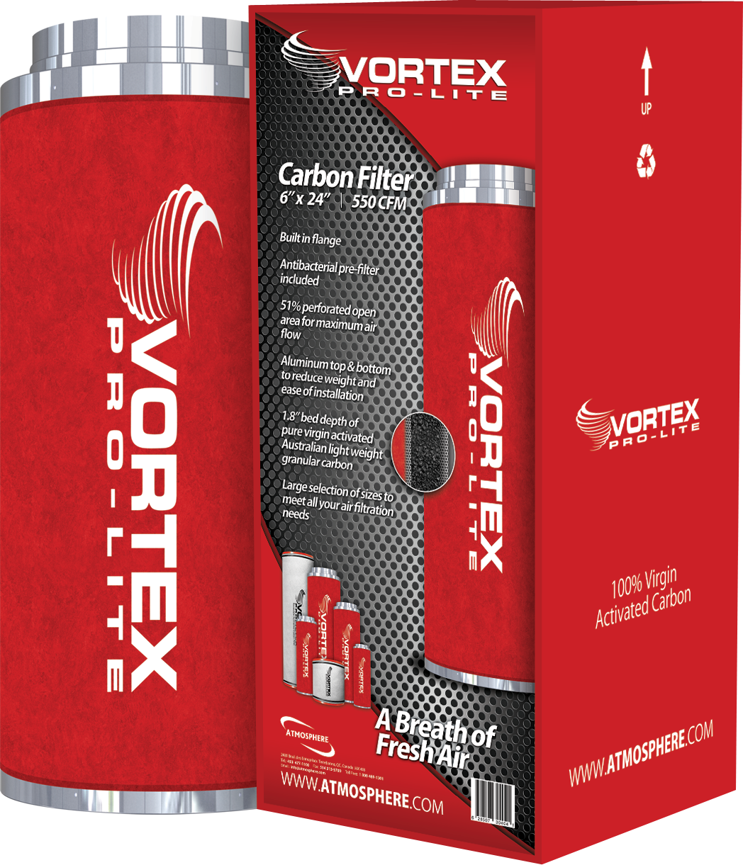 Vortex Pro-Lite Filter 6&quot; x 24&quot; 550 CFM Carbon Filter