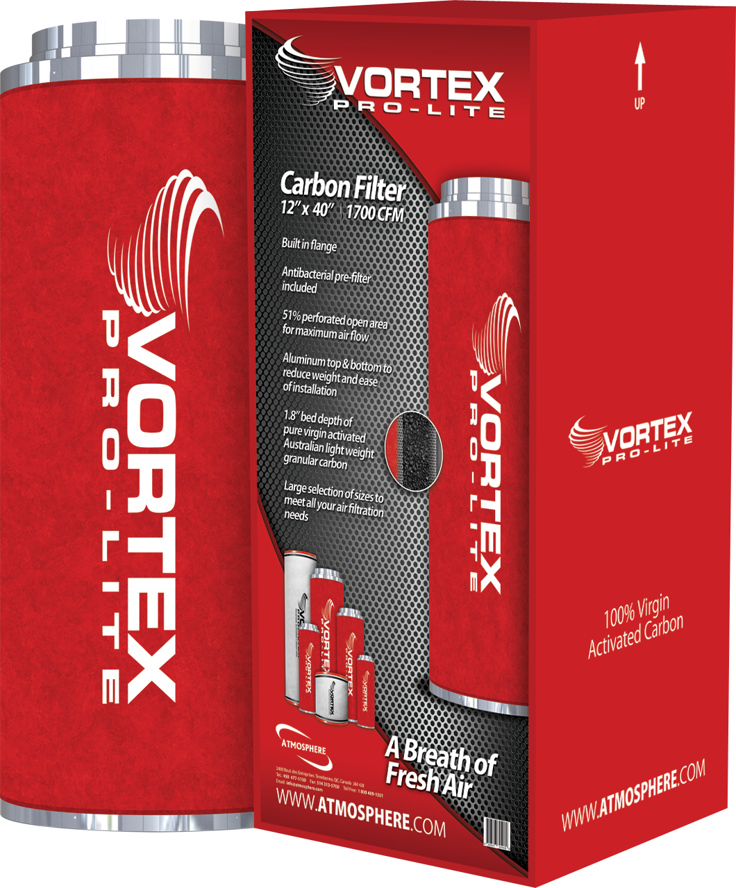 Vortex Pro-Lite Filter 12&quot; x 40&quot; 1700 CFM Carbon Filter