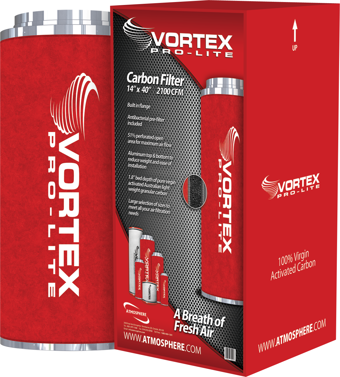 Vortex Pro-Lite Filter 14&quot; x 40&quot; 2100 CFM Carbon Filter