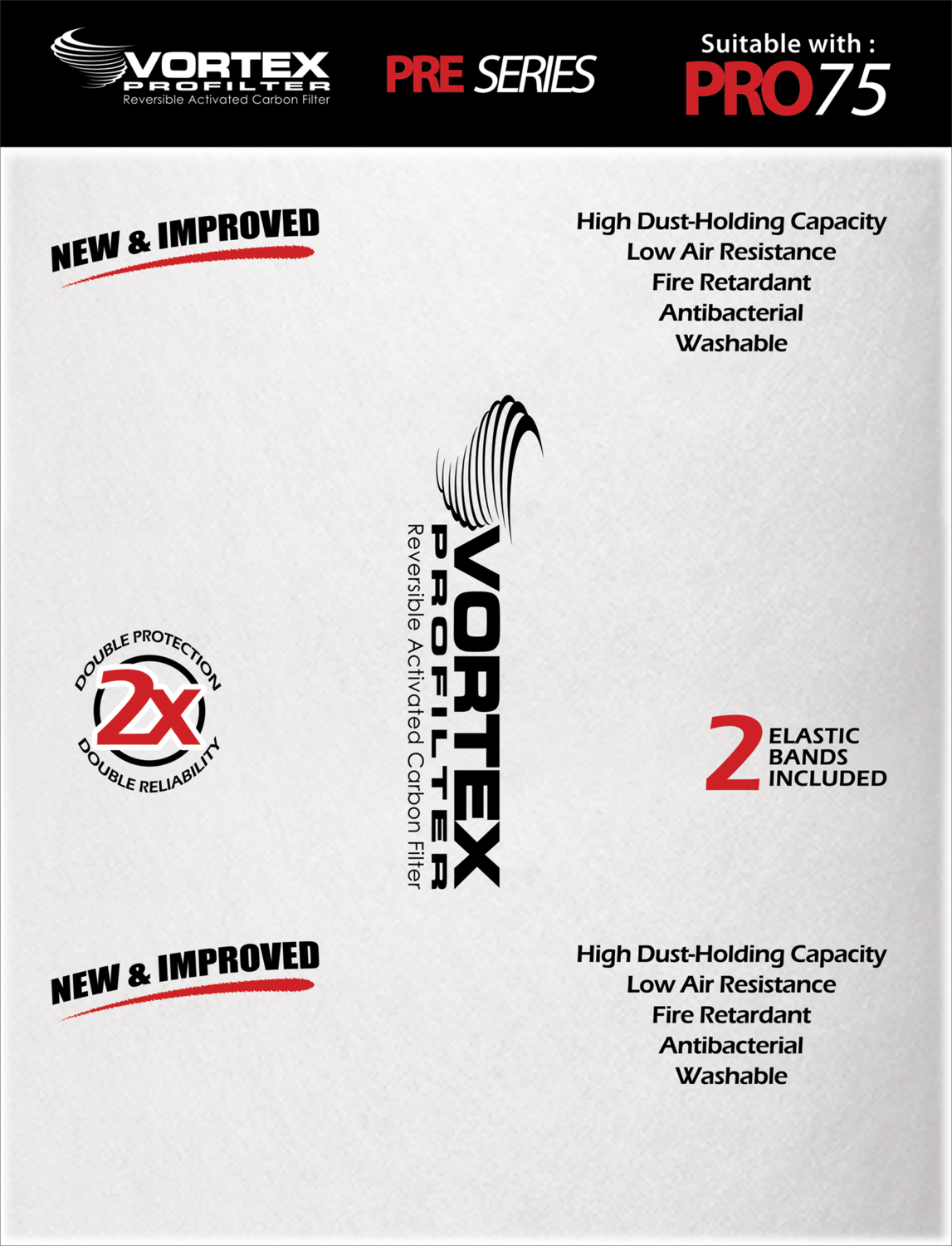 Vortex PROfilter Pre-Filter Pro 75 (whit 2 elastic bands)