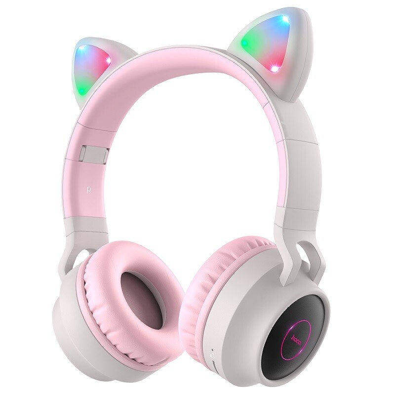 Ασύρματα Ακουστικά Hoco W27 Stereo Cat ear Γκρι 300mAh Micro SD και AUX