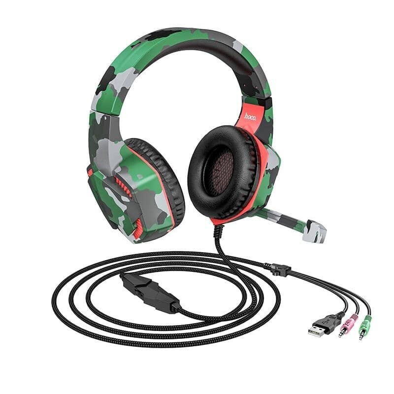 Ενσύρματα Ακουστικά Hoco ESD08 Stereo με Μικρόφωνο Hi-Res Gaming 3.5mm, Φωτισμό Πράσινο Παραλλαγής