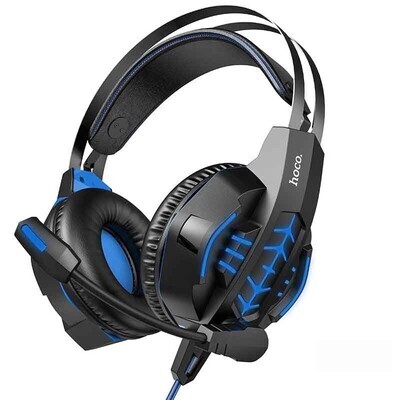 Ενσύρματα Ακουστικά Hoco W102 Stereo με Μικρόφωνο Gaming Cool Tour 3.5mm και USB με LED Φωτισμό Μπλε