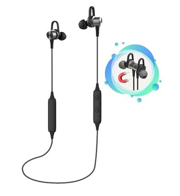 Ακουστικά Bluetooth Noozy BH40 Stereo Sport Magnetic Necklace Multi Pairing Γκρι