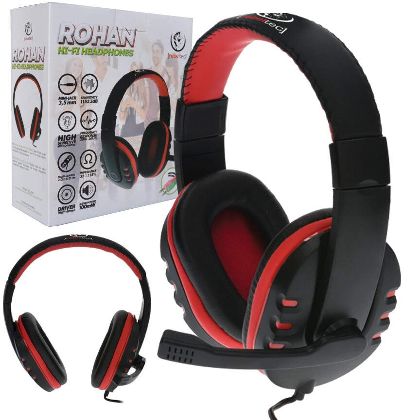 Ενσύρματα Ακουστικά Rebeltec Rohan με Μικρόφωνο Κόκκινο-Μαύρο