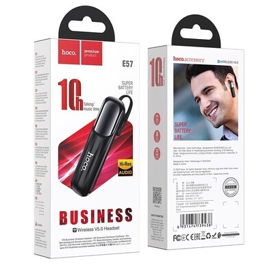 Bluetooth Ακουστικό Hoco E57 Business 10h Μαύρο