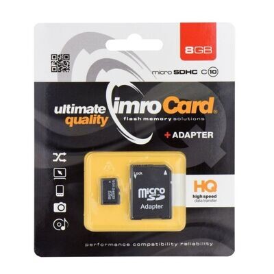 Κάρτα Μνήμης Imro Micro SD 8GB Class 10 High Speed με αντάπτορα