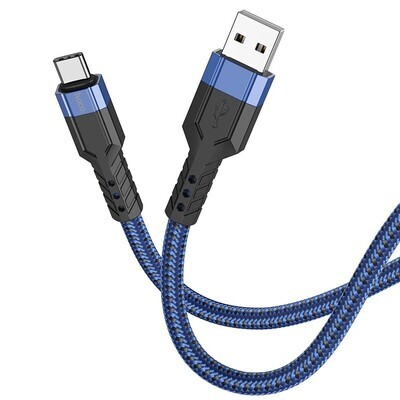 Καλώδιο Σύνδεσης Hoco U110 USB σε Type-C Braided 3A Μπλε 1.2m Υψηλής Αντοχής