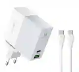 Φορτιστής Σπιτιού LDNIO A2620C με καλώδιο, USB & USB-C, 65W PD, λευκός