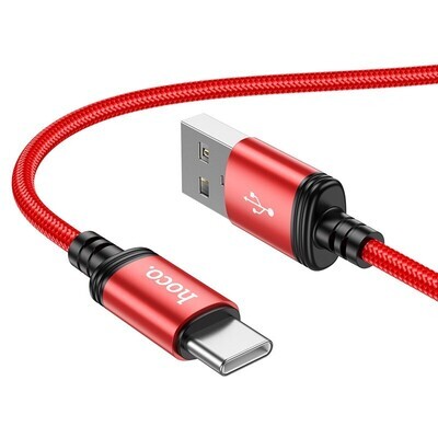 Καλώδιο Φόρτισης Δεδομένων Hoco X89 Wind USB σε USB-C 3A 1m Κόκκινο Braided