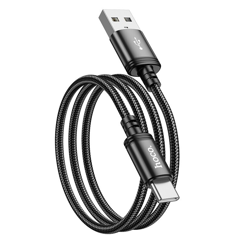 Καλώδιο Φόρτισης Δεδομένων Hoco X89 Wind USB σε USB-C 3A Μαύρο 1m Braided
