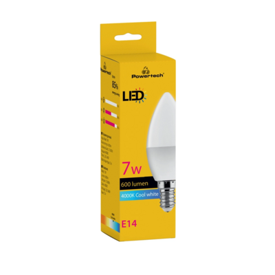 Λάμπα LED E14 Powertech 7W 4000K 600lm - Cold White
