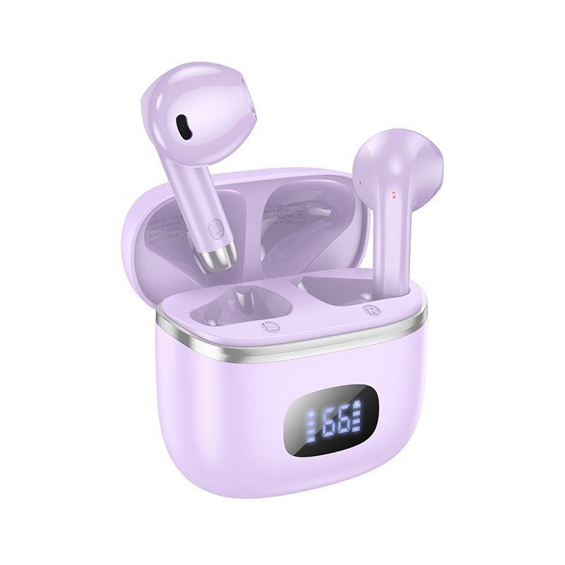 Bluetooth Ακουστικά Hoco EQ1 Music Guide TWS V5.3 LED Μωβ Συμβατό με Siri