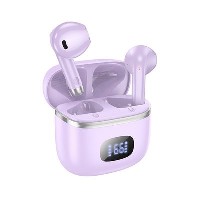 Bluetooth Ακουστικά Hoco EQ1 Music Guide TWS V5.3 LED Μωβ Συμβατό με Siri