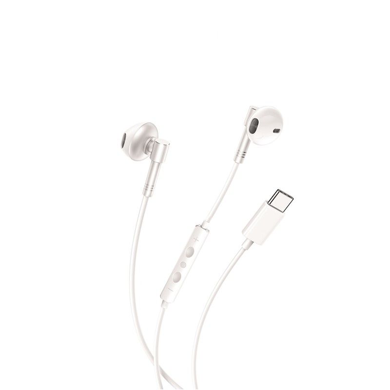 Handsfree XO EP60 USB-C Hi-Res με Μικρόφωνο Πλήκτρο Λειτουργίας και Θύρα Φόρτισης 2A Λευκά