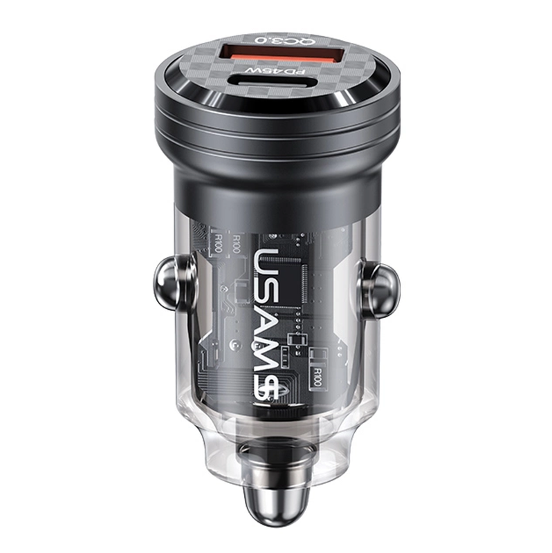 Φορτιστής Αυτοκινήτου USAMS US-CC175 45W USB &amp; TYPE-C μαύρος