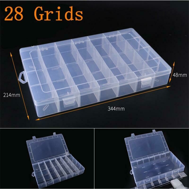 Display Organizer Container Adjustable 28 Grid Compartment for Jewellery Earring Bead Screws Display Organizer Container Adjustable 28 Grid Compartment for Jewellery Earring Bead Screws