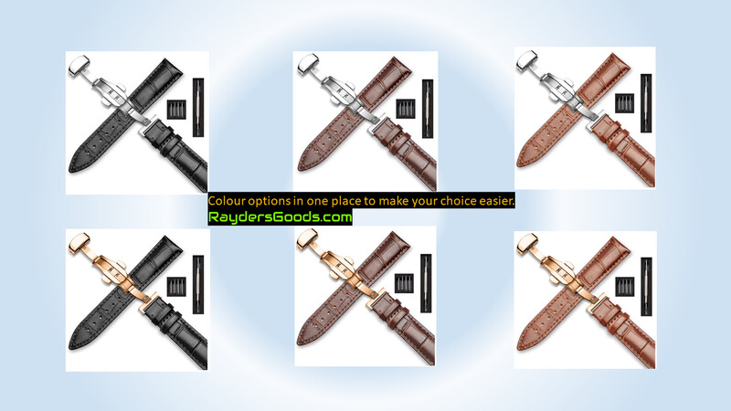 Genuine Leather Watch Band Double Press Butterfly Clasp Genuine Leather Watch Band Double Press Butterfly Clasp