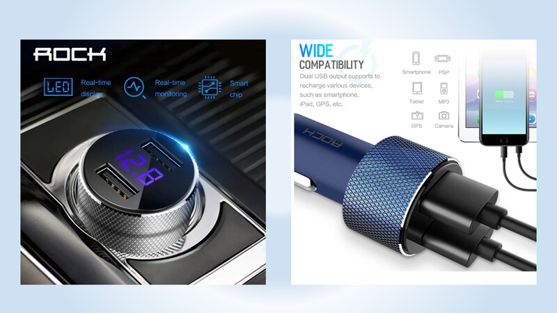 Metal Dual USB Car Charger Digital Display 5V 3.4A Fast Charging Metal Dual USB Car Charger Digital Display 5V 3.4A Fast Charging