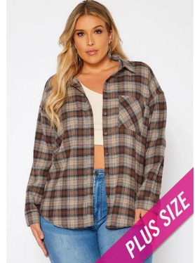 Brown Flannel Plus Size 