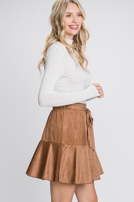 Suede Tiered Skort