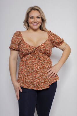 Scrunched Floral Sweetheart Top