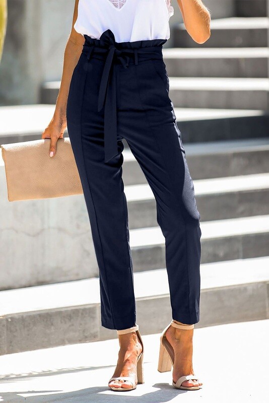 Paperbag TIE pants Navy