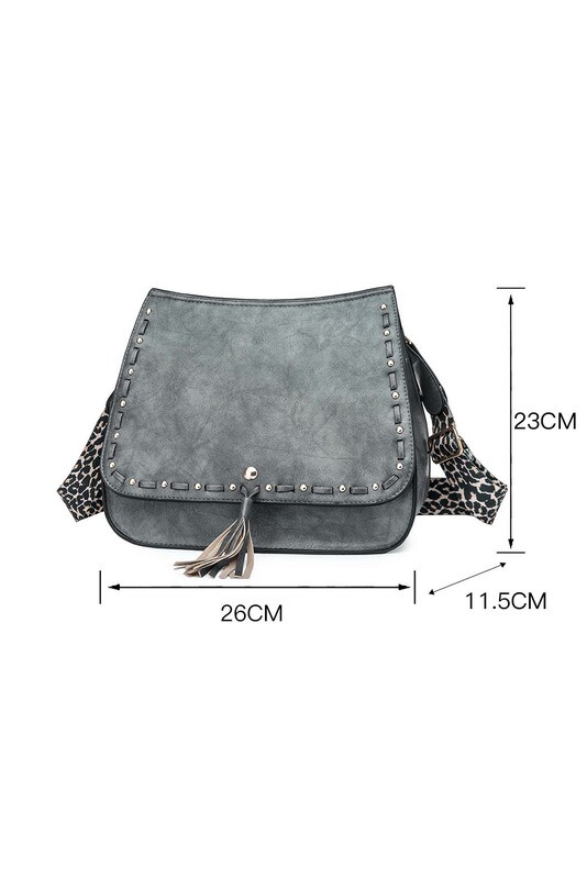 Gray Crossbody Bag with  Tassel