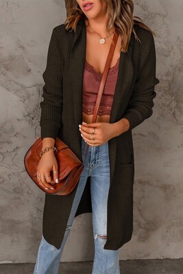 Hooded Pocket Knitted Cardigan