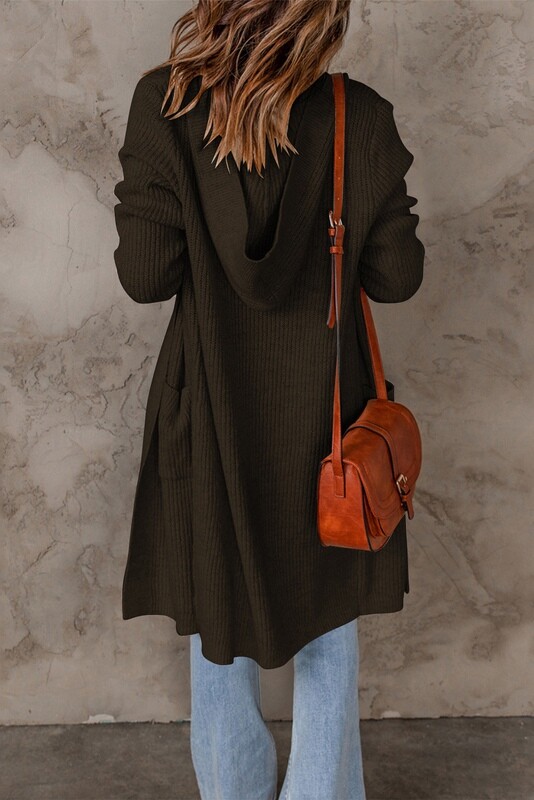 Hooded Pocket Knitted Cardigan